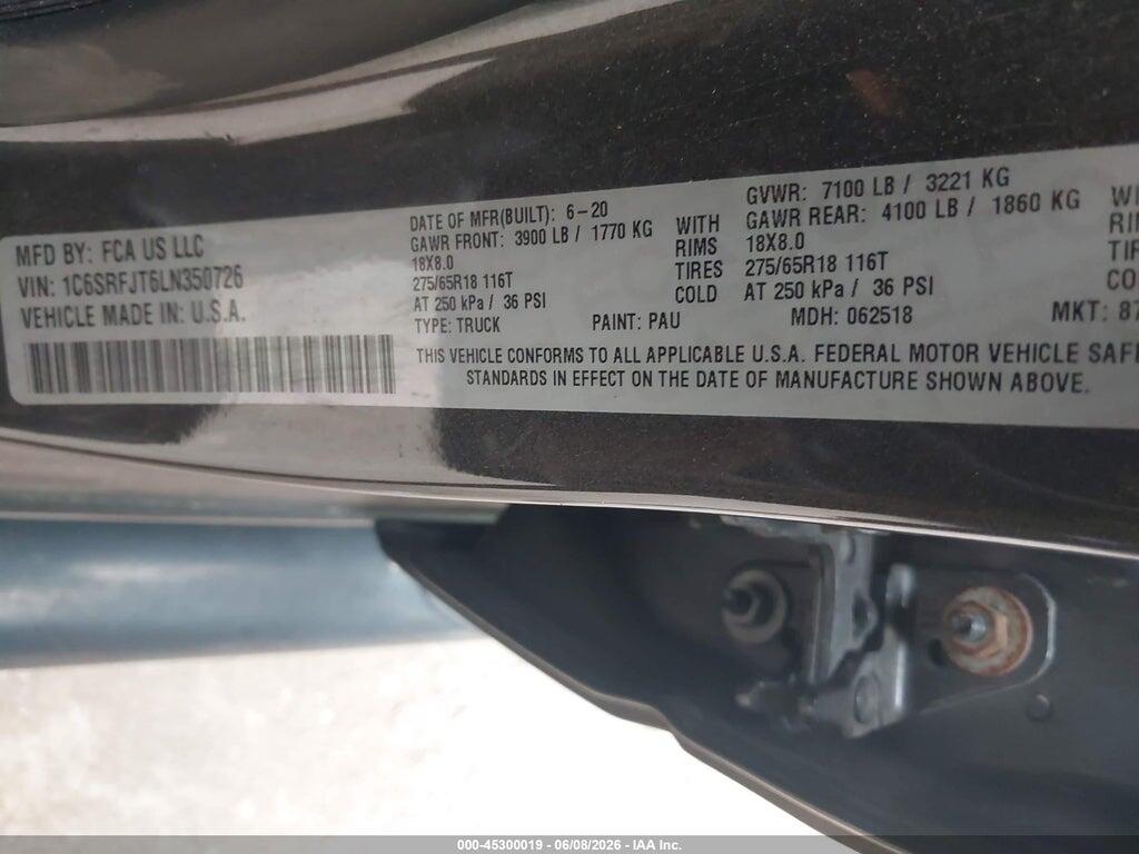1C6SRFJT6LN350726 2020 RAM 1500 photo no. 9