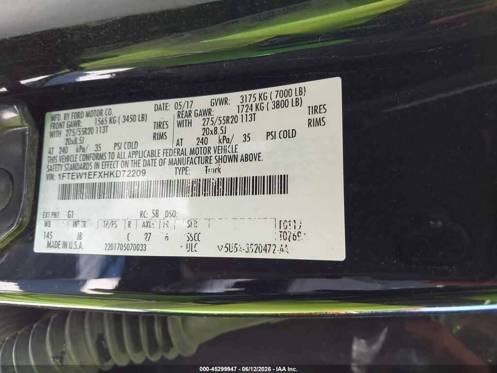 1FTEW1EFXHKD72209 2017 FORD F-150 photo no. 9