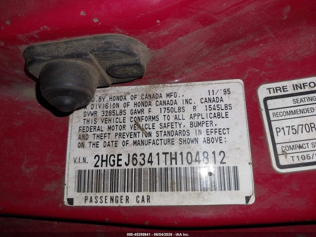 2HGEJ6341TH104812 1996 HONDA CIVIC photo no. 9
