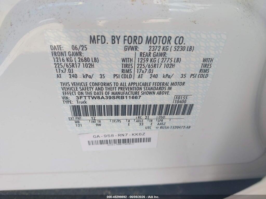 3FTTW8A39SRB11667 2025 FORD MAVERICK photo no. 9