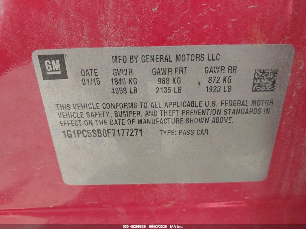 1G1PC5SB0F7177271 2015 CHEVROLET CRUZE photo no. 9