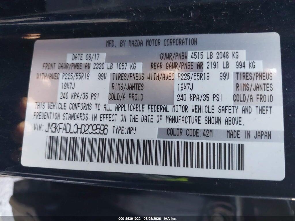 JM3KFADL0H0209596 2017 MAZDA CX-5 photo no. 9