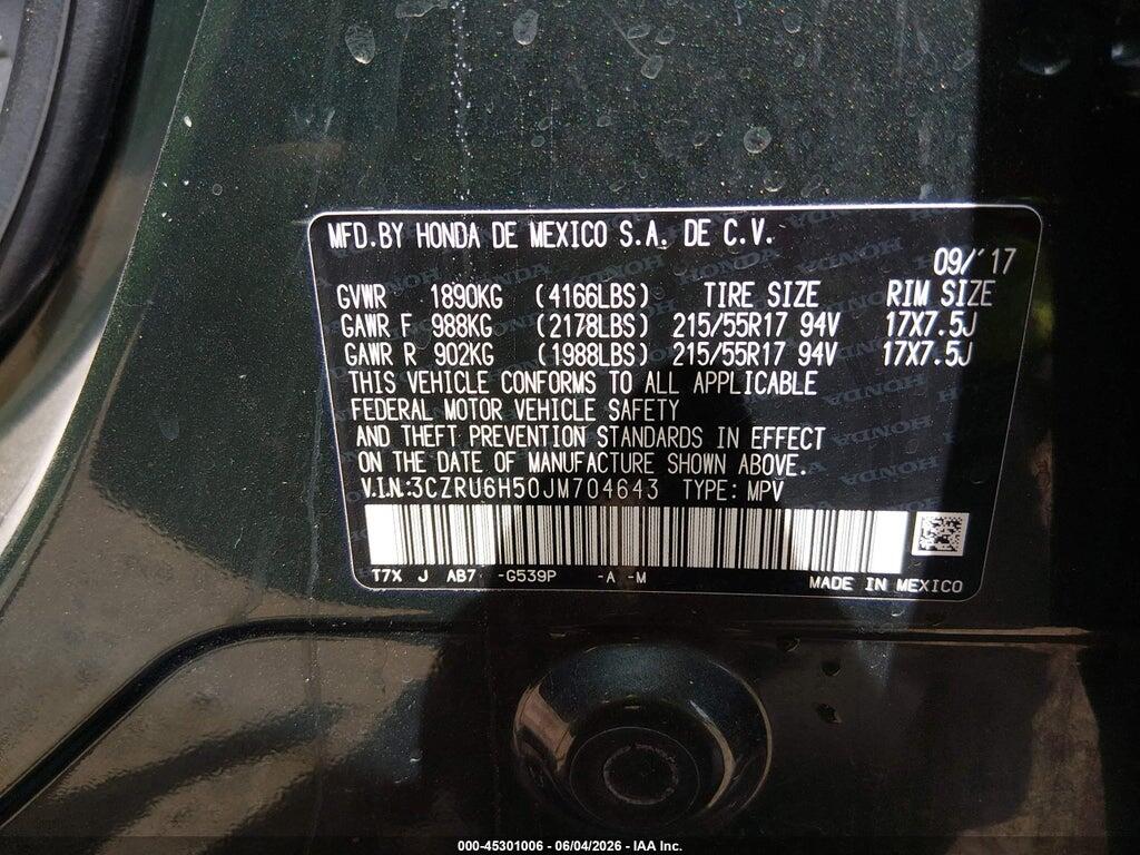 3CZRU6H50JM704643 2018 HONDA HR-V photo no. 9