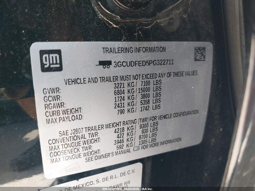 3GCUDFED5PG322711 2023 CHEVROLET SILVERADO 1500 photo no. 9