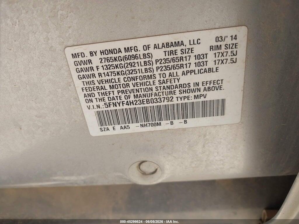 5FNYF4H23EB033792 2014 HONDA PILOT photo no. 9