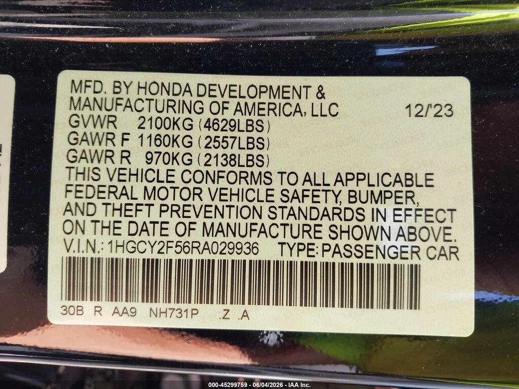 1HGCY2F56RA029936 2024 HONDA ACCORD HYBRID photo no. 9