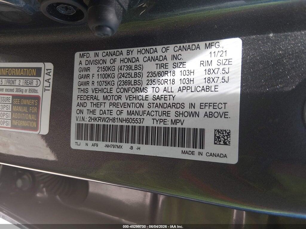 2HKRW2H81NH605537 2022 HONDA CR-V photo no. 9