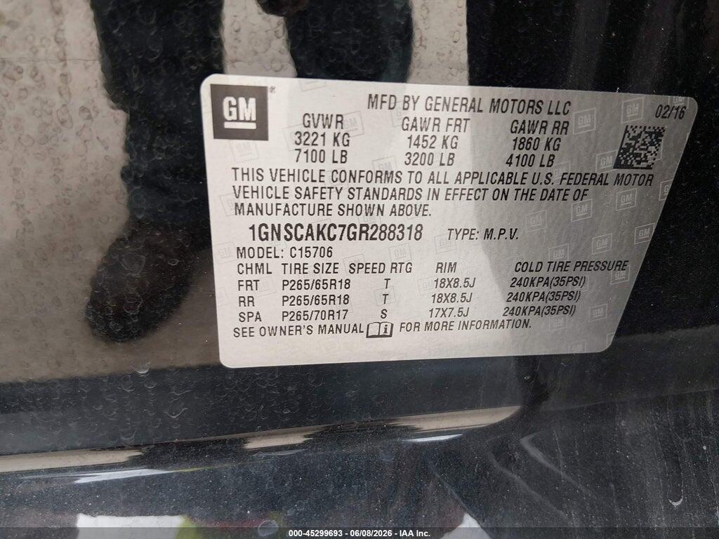 1GNSCAKC7GR288318 2016 CHEVROLET TAHOE photo no. 9