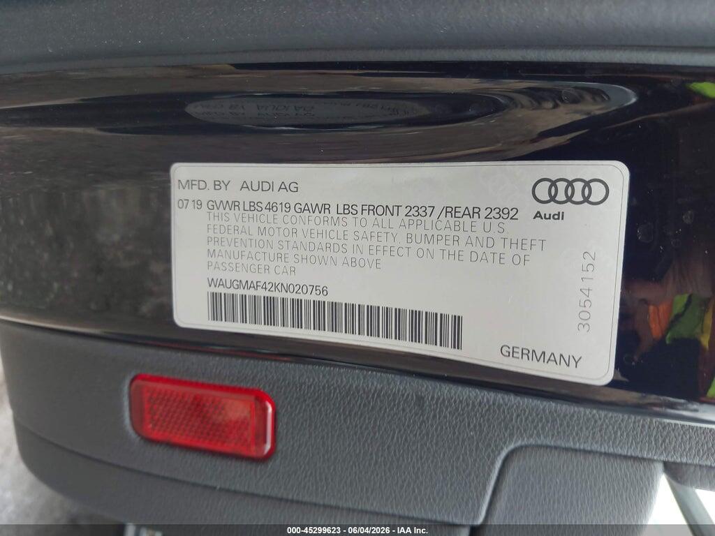 WAUGMAF42KN020756 2019 AUDI A4 photo no. 9