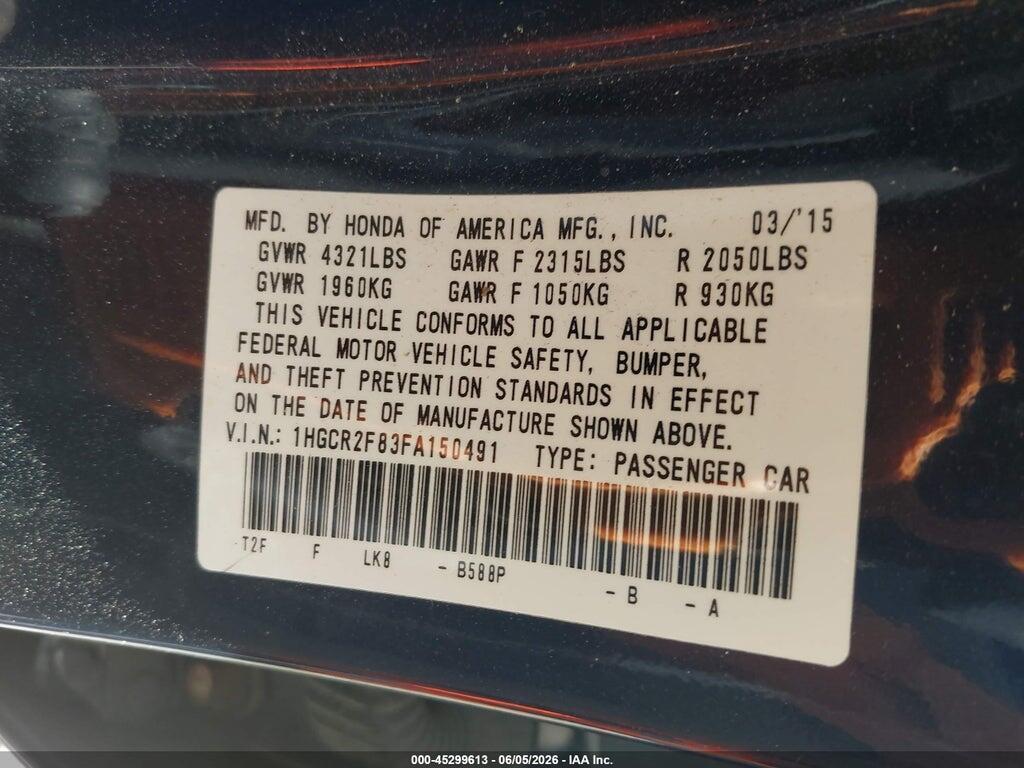1HGCR2F83FA150491 2015 HONDA ACCORD photo no. 9