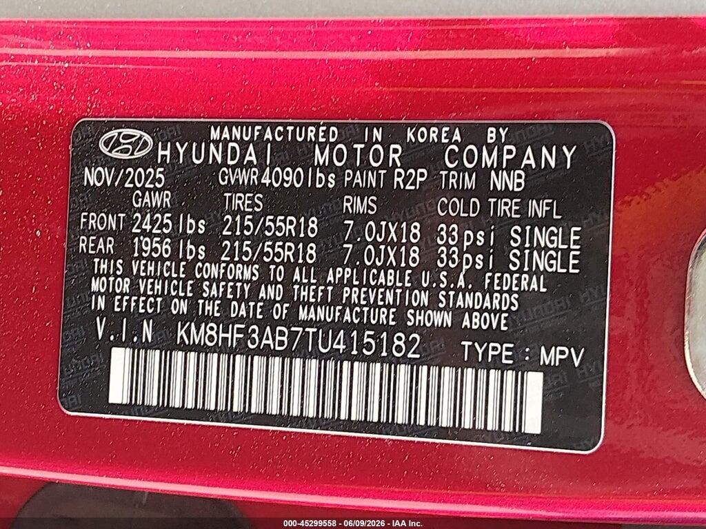 KM8HF3AB7TU415182 2026 HYUNDAI KONA photo no. 9