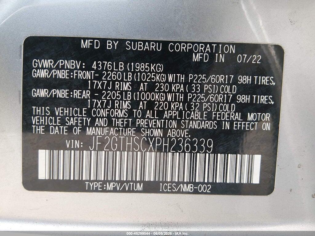 JF2GTHSCXPH236339 2023 SUBARU CROSSTREK photo no. 9
