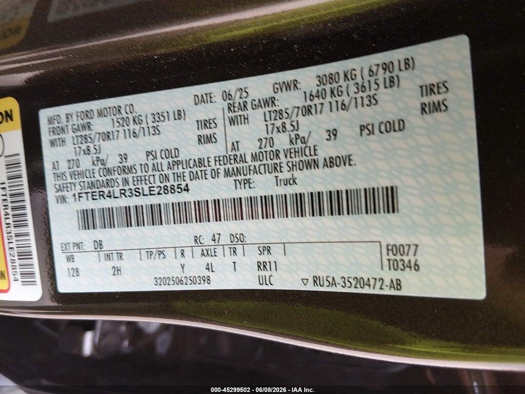 1FTER4LR3SLE28854 2025 FORD RANGER photo no. 9