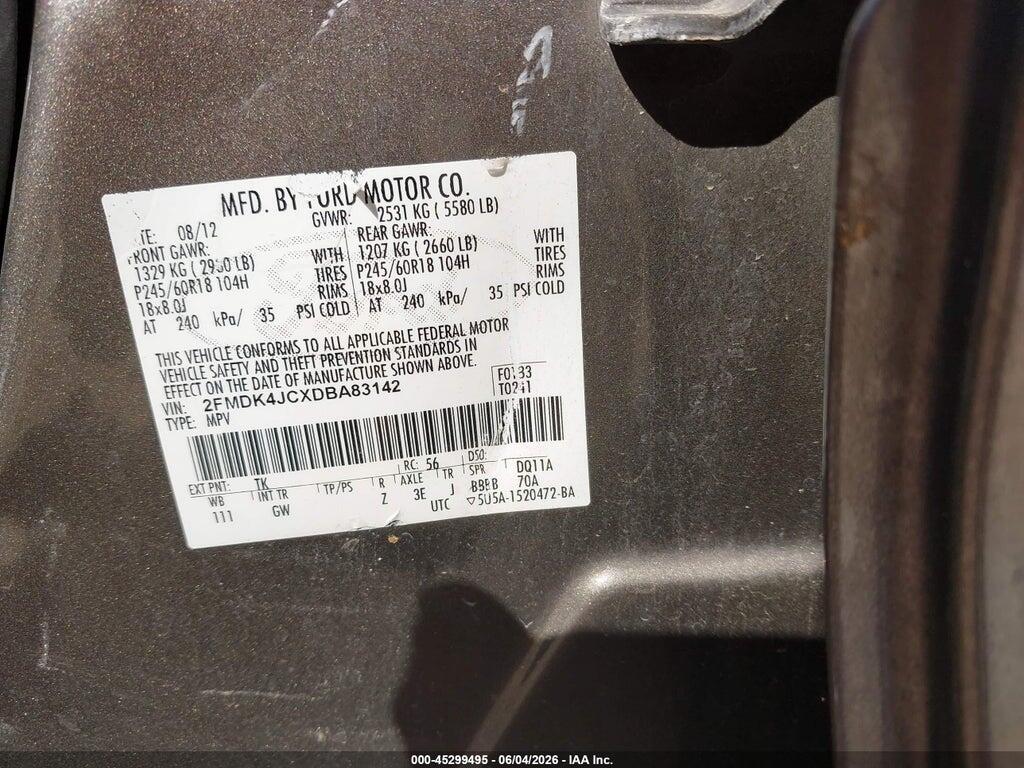 2FMDK4JCXDBA83142 2013 FORD EDGE photo no. 9
