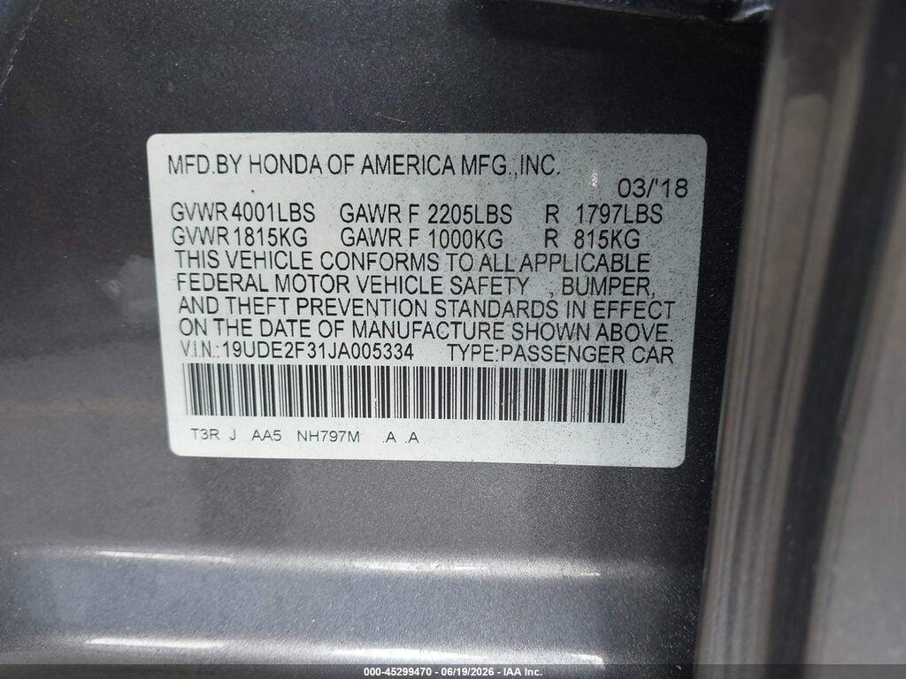 19UDE2F31JA005334 2018 ACURA ILX photo no. 9