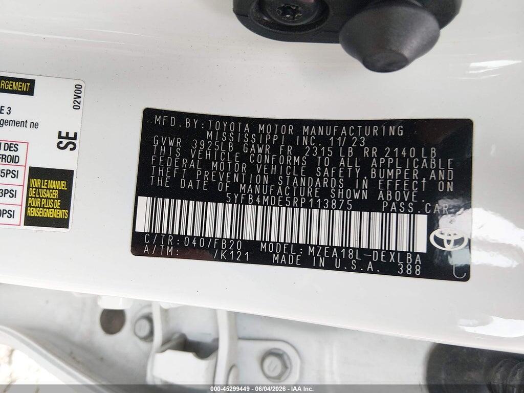5YFB4MDE5RP113875 2024 TOYOTA COROLLA photo no. 9