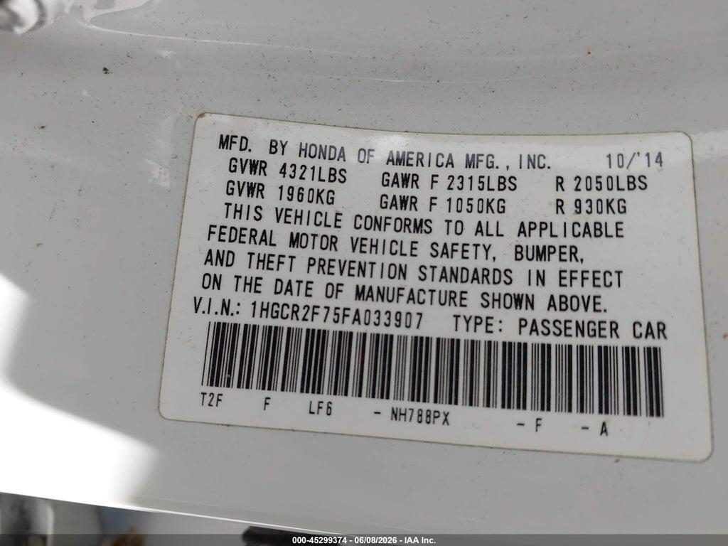 1HGCR2F75FA033907 2015 HONDA ACCORD photo no. 9