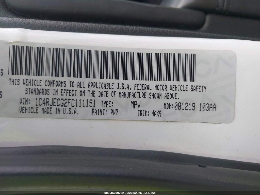 1C4RJECG2FC111151 2015 JEEP GRAND CHEROKEE photo no. 9