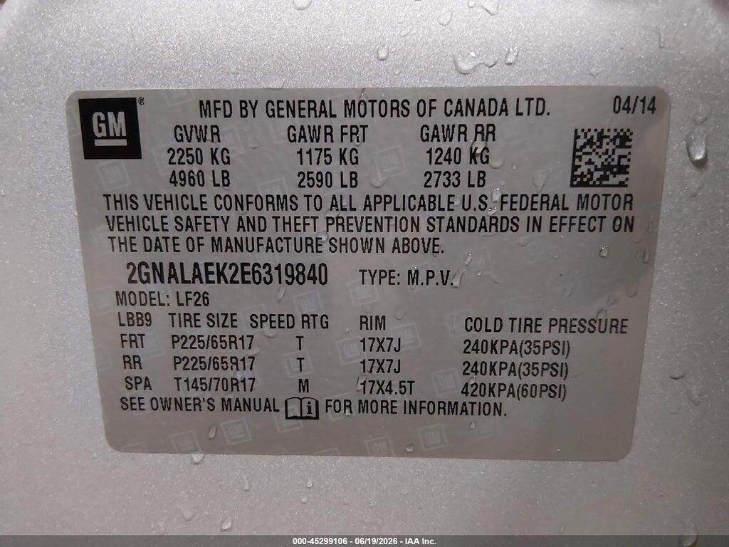 2GNALAEK2E6319840 2014 CHEVROLET EQUINOX photo no. 9
