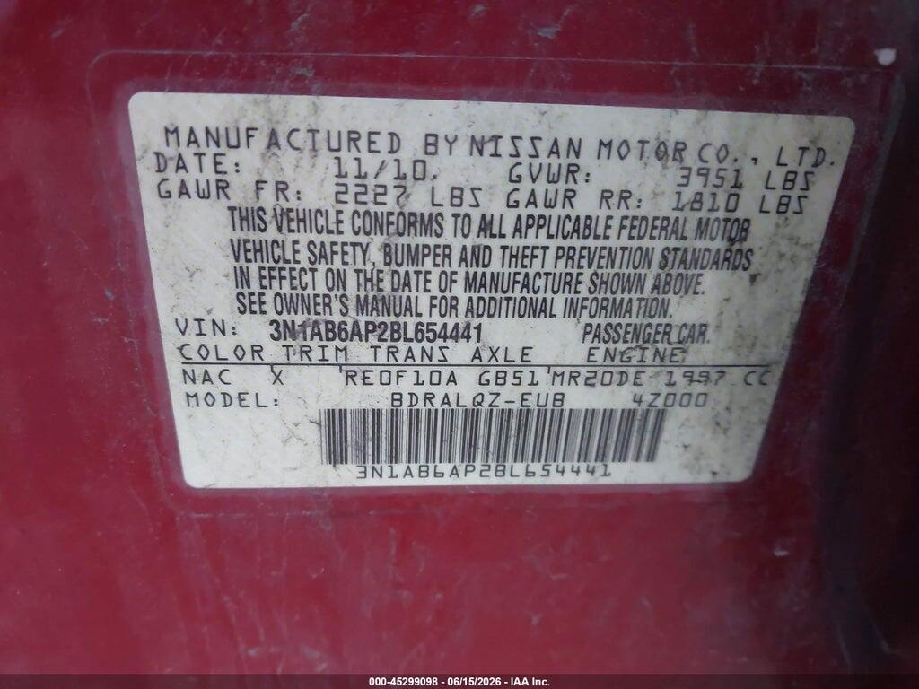 3N1AB6AP2BL654441 2011 NISSAN SENTRA photo no. 9
