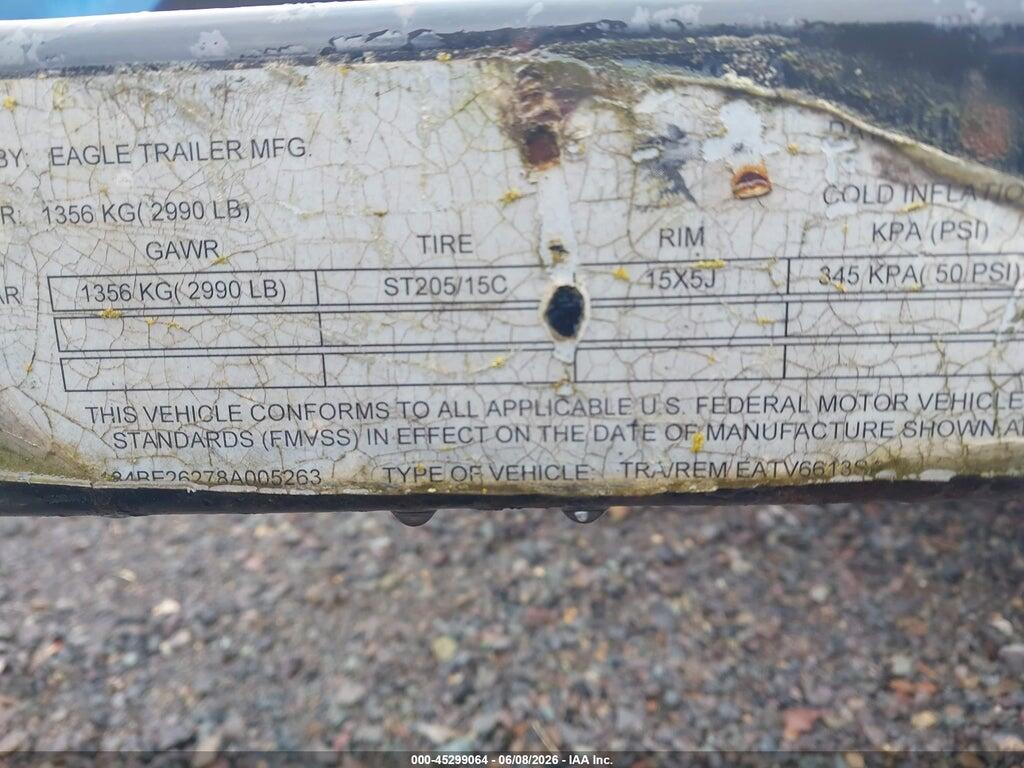 184BE26278A005263 2008 PREMIER UTILITY TRAILER photo no. 9