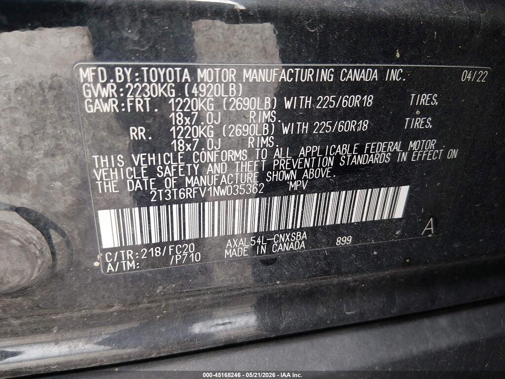 2T3T6RFV1NW035362 2022 TOYOTA RAV4 HYBRID photo no. 9