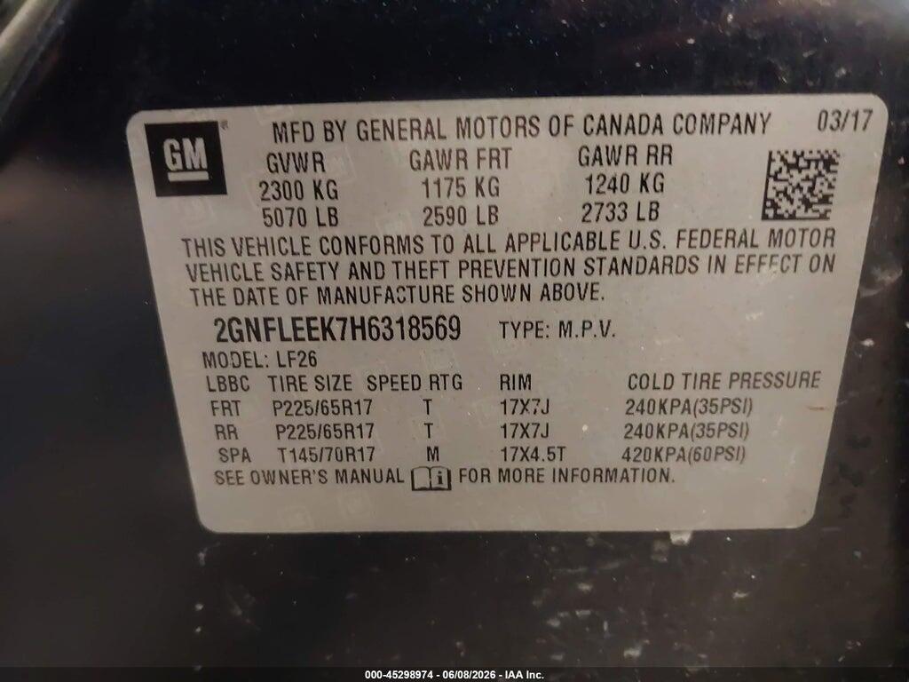 2GNFLEEK7H6318569 2017 CHEVROLET EQUINOX photo no. 9
