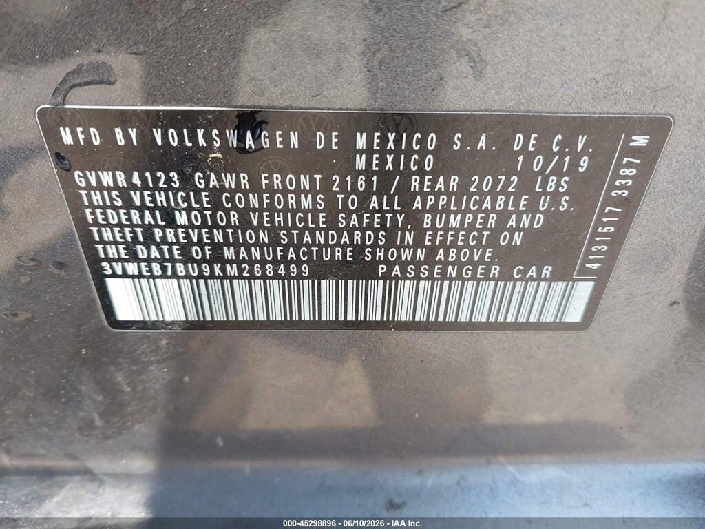 3VWEB7BU9KM268499 2019 VOLKSWAGEN JETTA photo no. 9