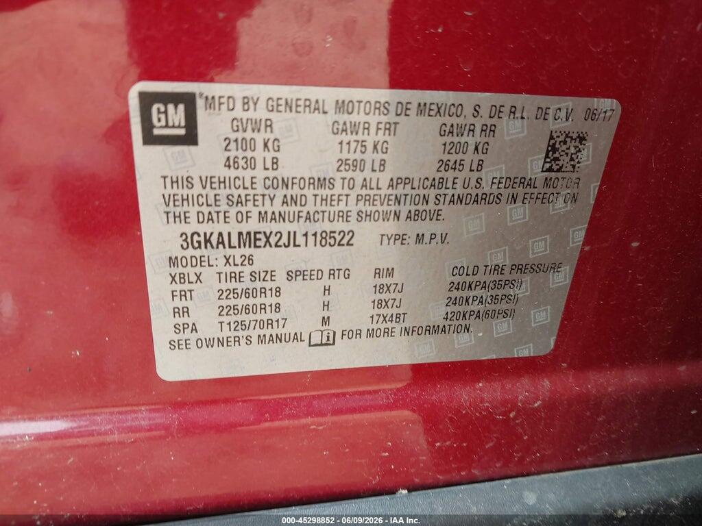 3GKALMEX2JL118522 2018 GMC TERRAIN photo no. 9