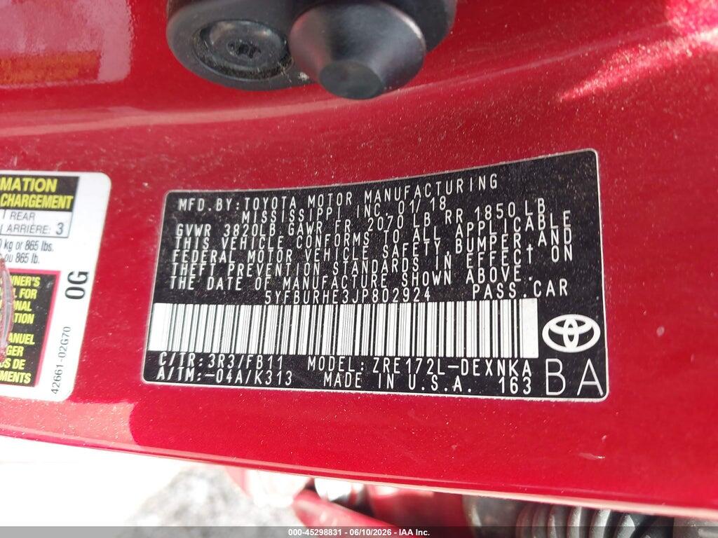 5YFBURHE3JP802924 2018 TOYOTA COROLLA photo no. 9