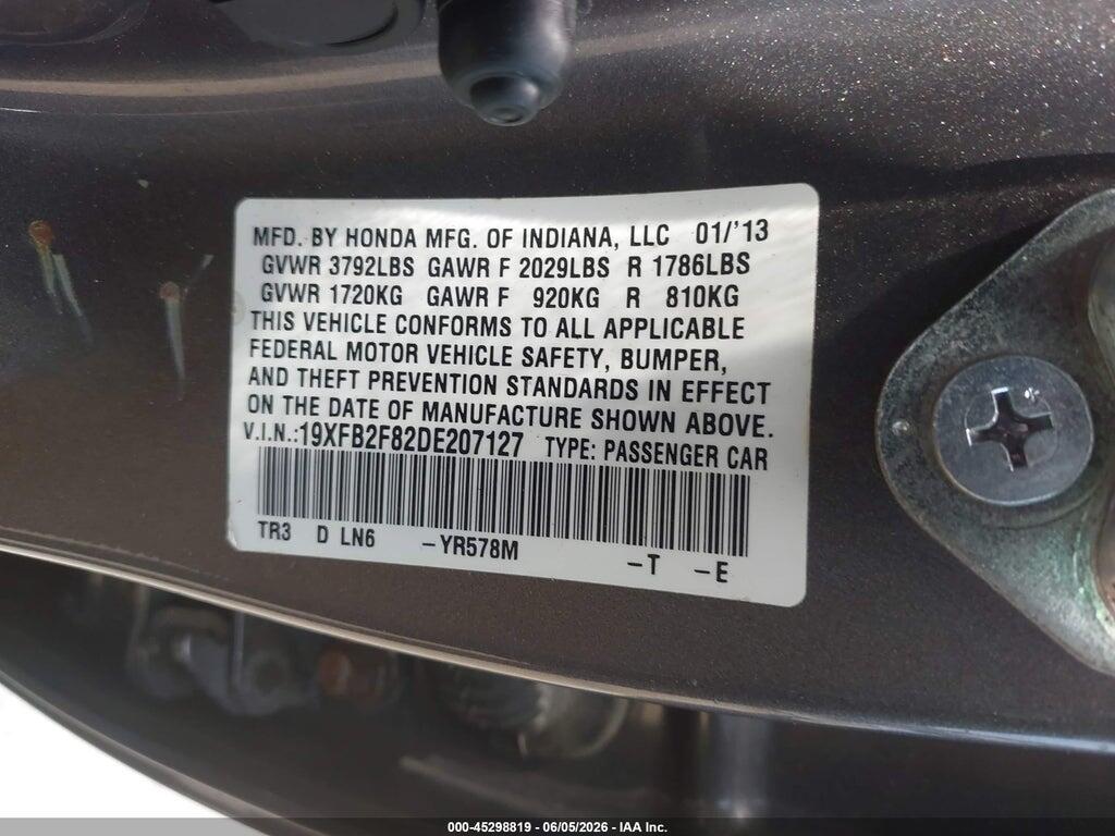 19XFB2F82DE207127 2013 HONDA CIVIC photo no. 9