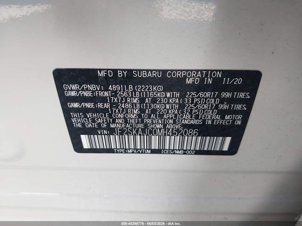 JF2SKAJC0MH452086 2021 SUBARU FORESTER photo no. 9