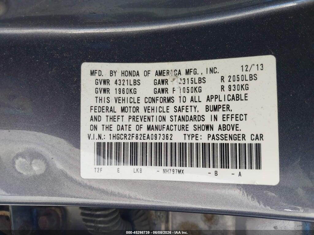 1HGCR2F82EA097362 2014 HONDA ACCORD photo no. 9