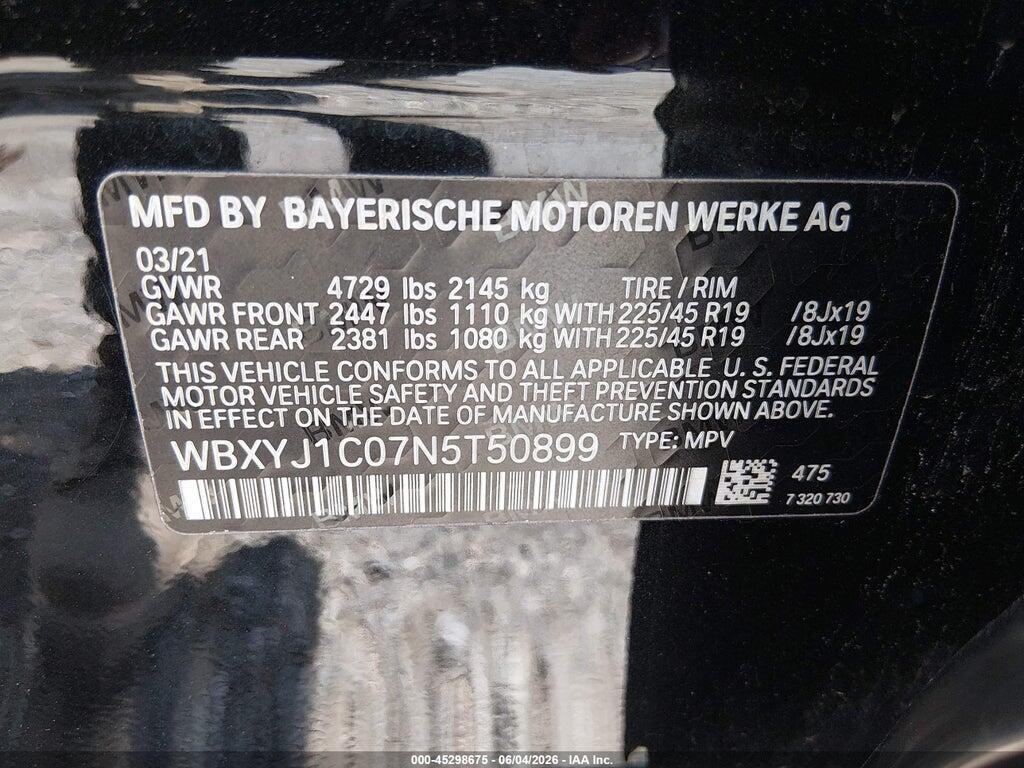 WBXYJ1C07N5T50899 2022 BMW X2 photo no. 9