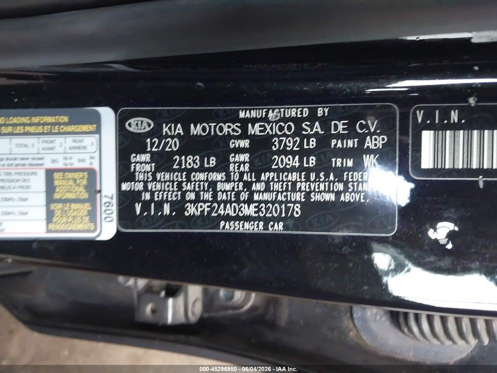 3KPF24AD3ME320178 2021 KIA FORTE photo no. 9