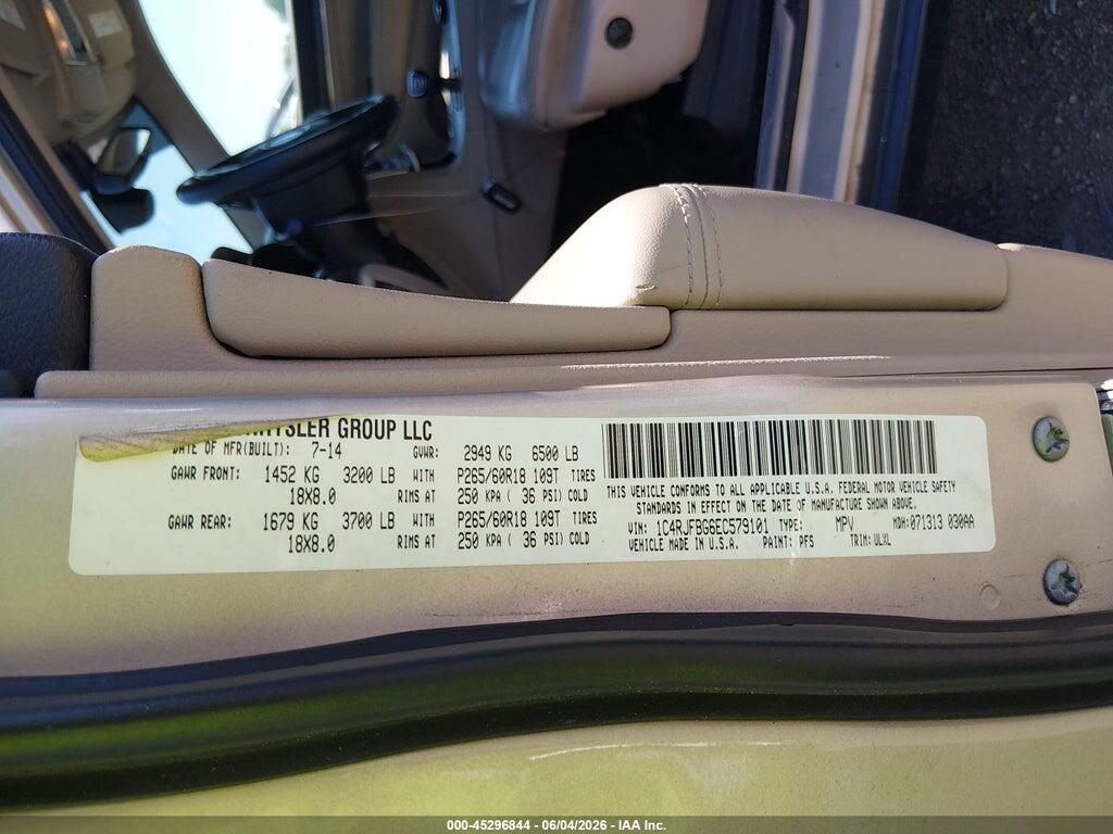 1C4RJFBG6EC579101 2014 JEEP GRAND CHEROKEE photo no. 9
