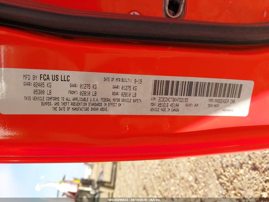 2C3CDXCT6KH722155 2019 DODGE CHARGER photo no. 9