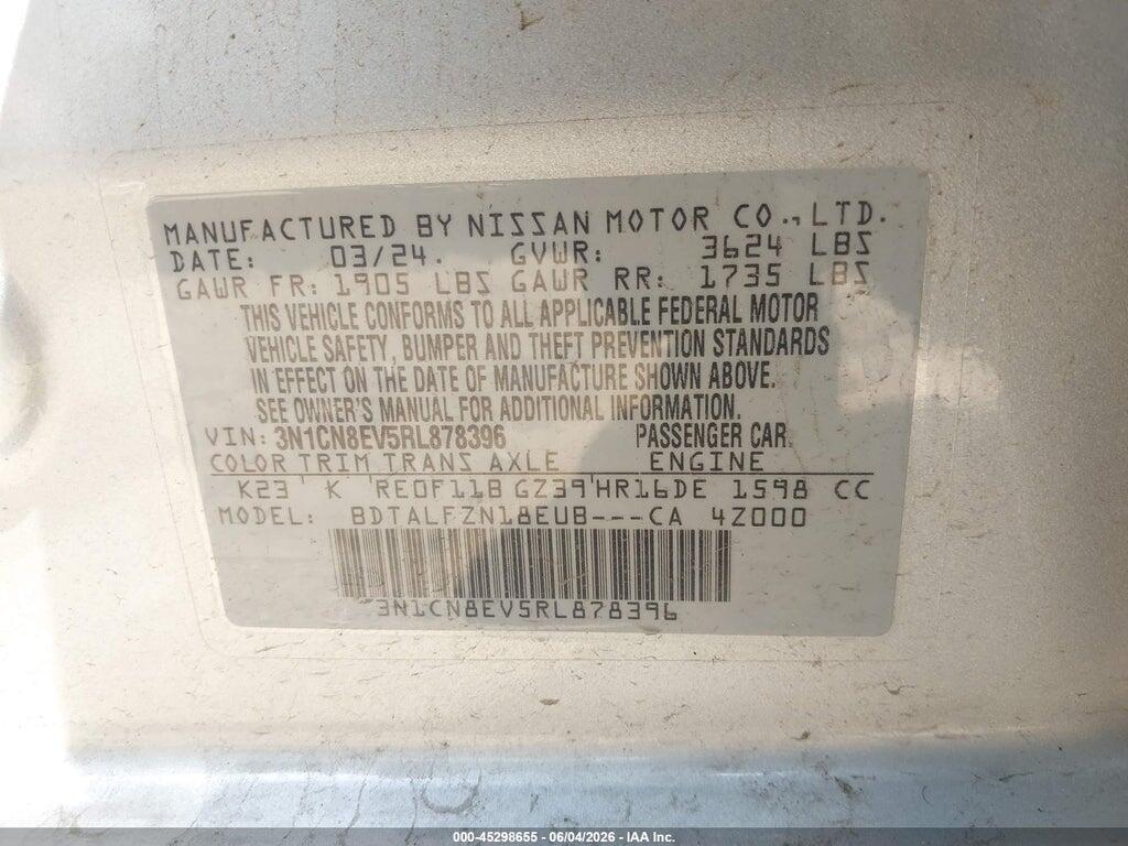 3N1CN8EV5RL878396 2024 NISSAN VERSA photo no. 9