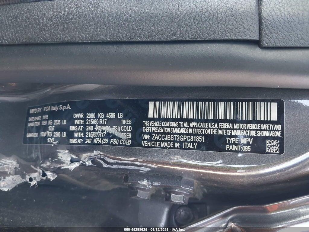 ZACCJBBT2GPC81851 2016 JEEP RENEGADE photo no. 9