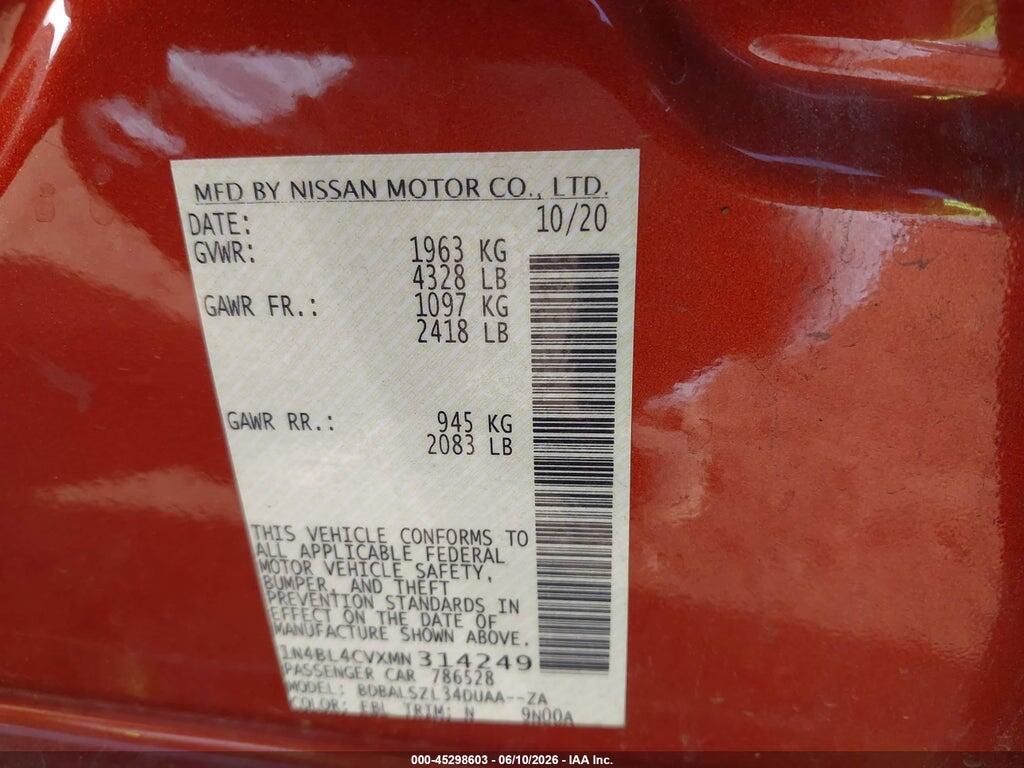 1N4BL4CVXMN314249 2021 NISSAN ALTIMA photo no. 9