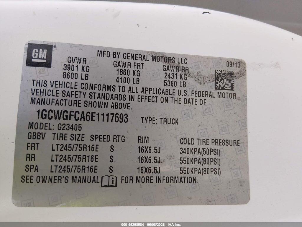 1GCWGFCA6E1117693 2014 CHEVROLET EXPRESS 2500 photo no. 9