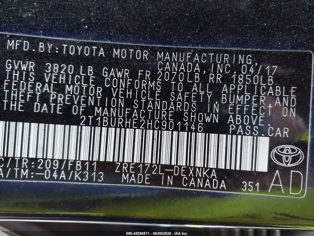2T1BURHE2HC901146 2017 TOYOTA COROLLA photo no. 9