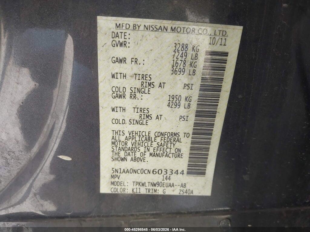 5N1AA0NC0CN603344 2012 NISSAN ARMADA photo no. 9