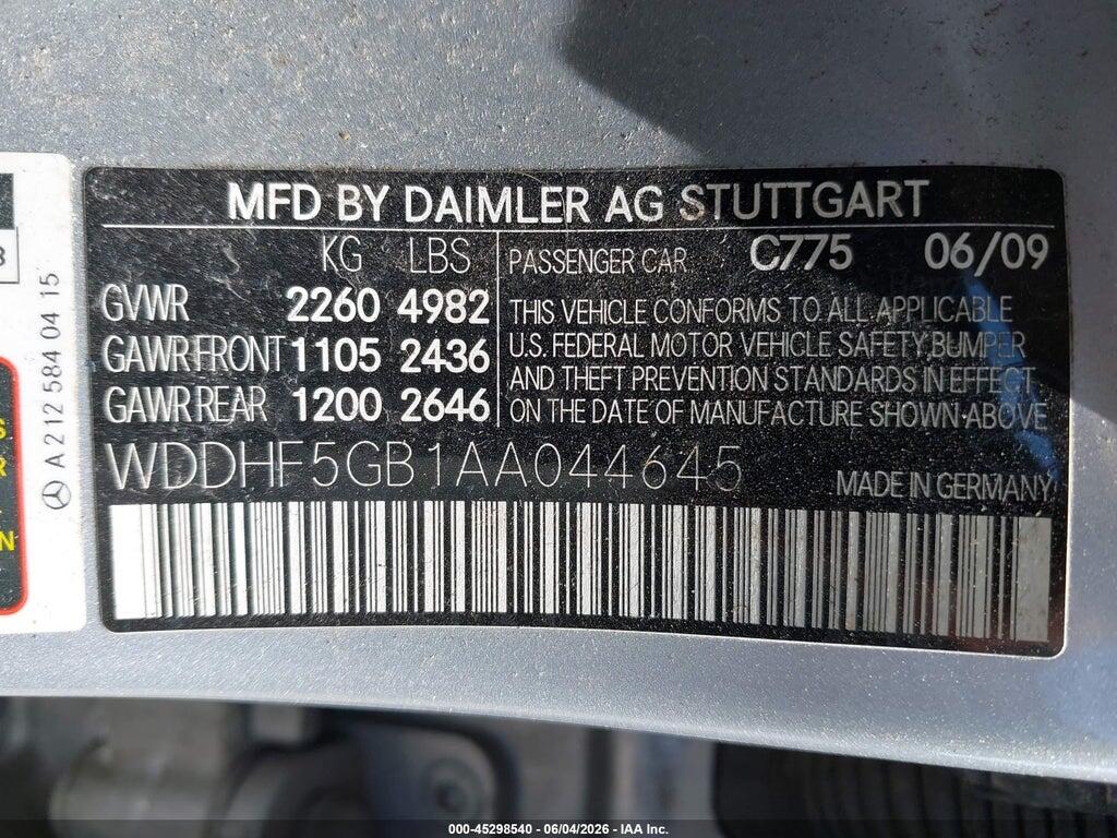 WDDHF5GB1AA044645 2010 MERCEDES-BENZ E 350 photo no. 9