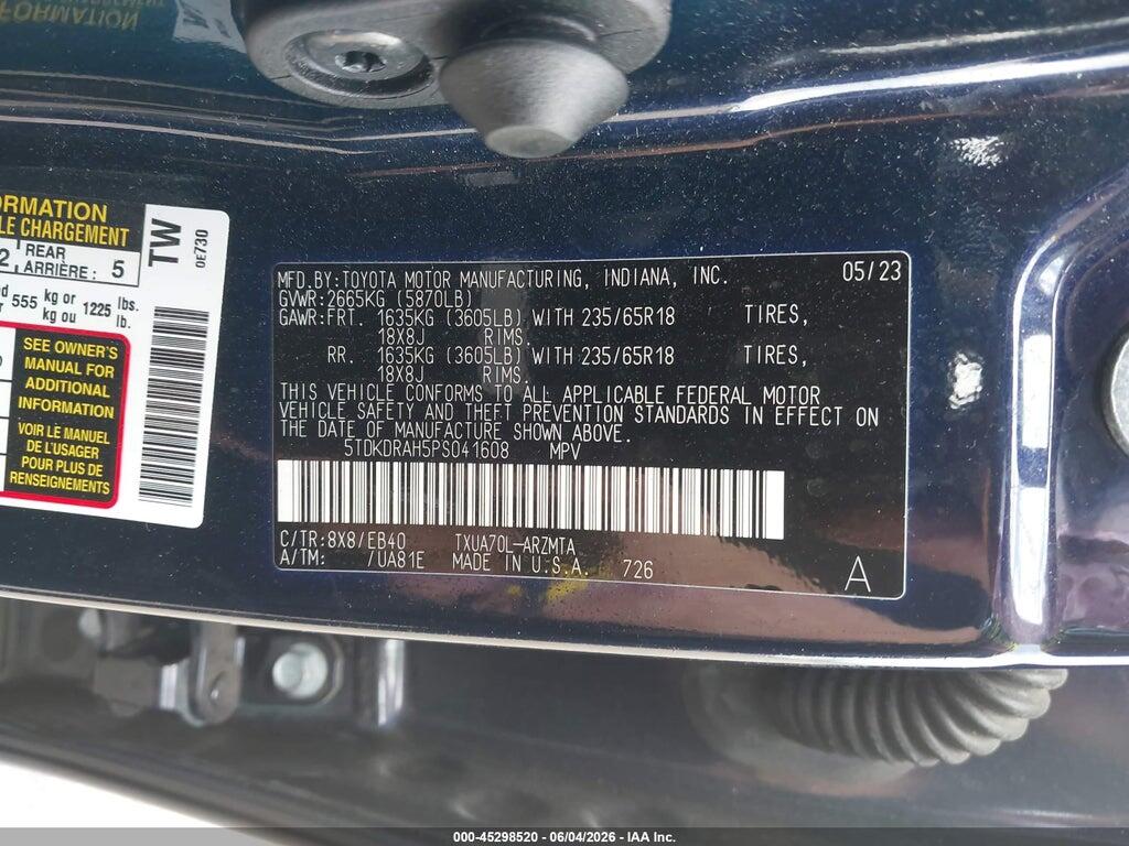 5TDKDRAH5PS041608 2023 TOYOTA HIGHLANDER photo no. 9
