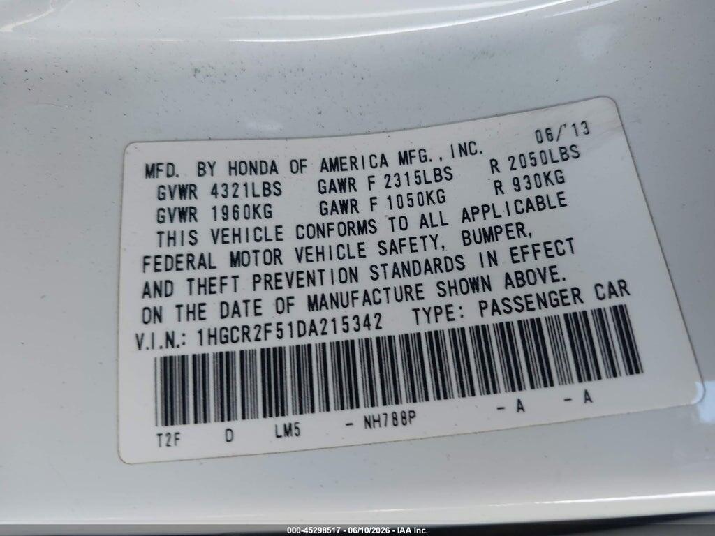 1HGCR2F51DA215342 2013 HONDA ACCORD photo no. 9