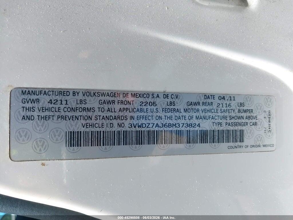 3VWDZ7AJ6BM373824 2011 VOLKSWAGEN JETTA photo no. 9