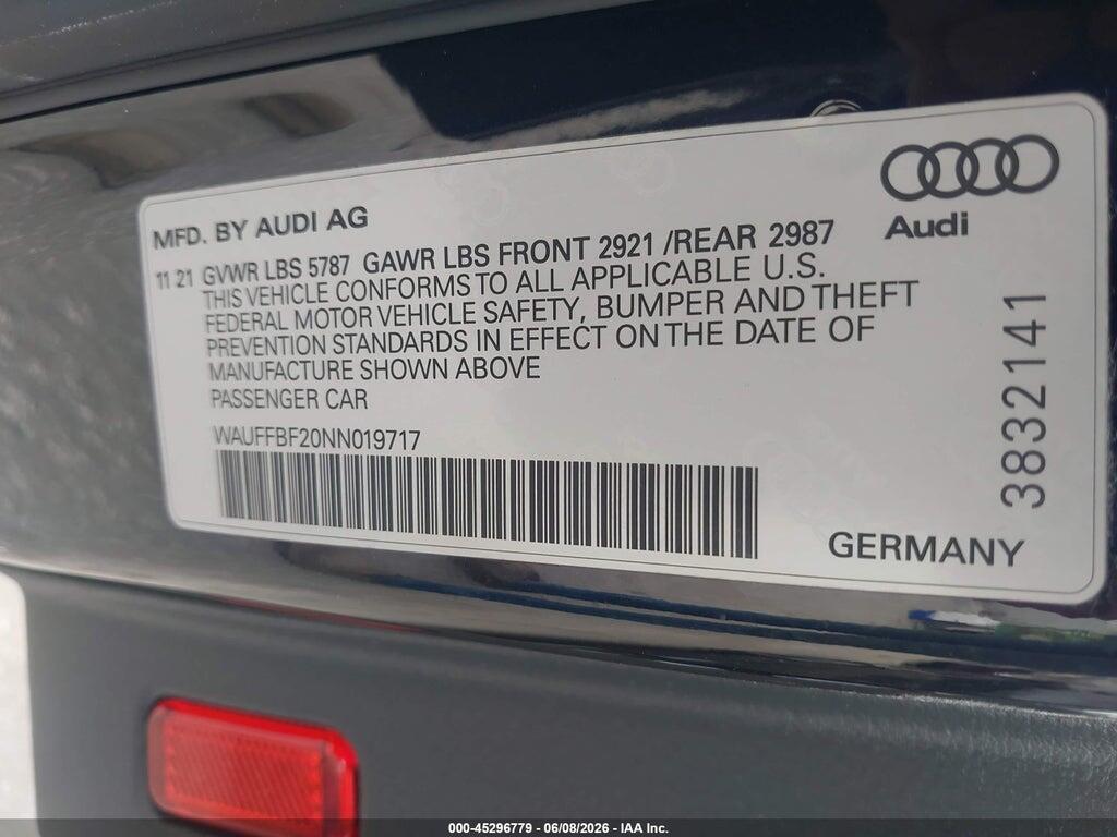 WAUFFBF20NN019717 2022 AUDI S6 photo no. 9