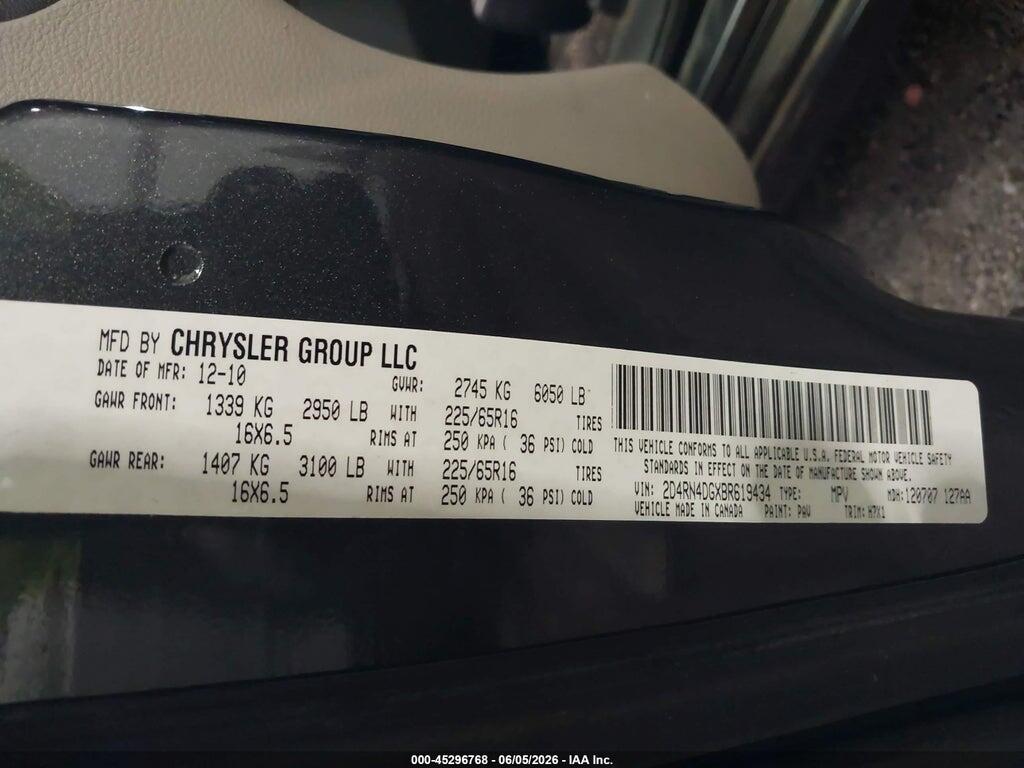 2D4RN4DGXBR619434 2011 DODGE GRAND CARAVAN photo no. 9