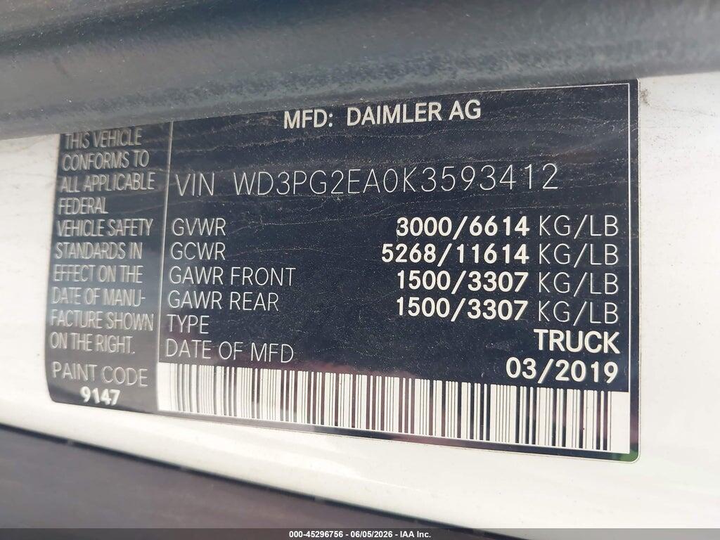 WD3PG2EA0K3593412 2019 MERCEDES-BENZ METRIS photo no. 9